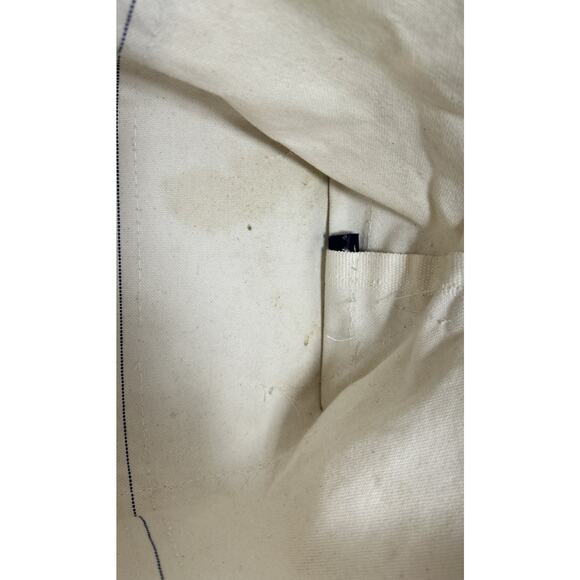 Vtg LL Bean Boat And Tote Canvas Tote Large Base Navy Blue Cream USA 23x13x7 - Picture 10 of 14